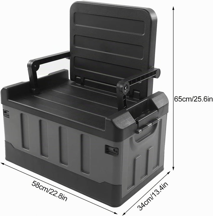 Klappbare Auto-Aufbewahrungsbox 70L, 2-in-1 Kofferraumbox mit Sitzfunktion, Camping-Aufbewahrungsbox