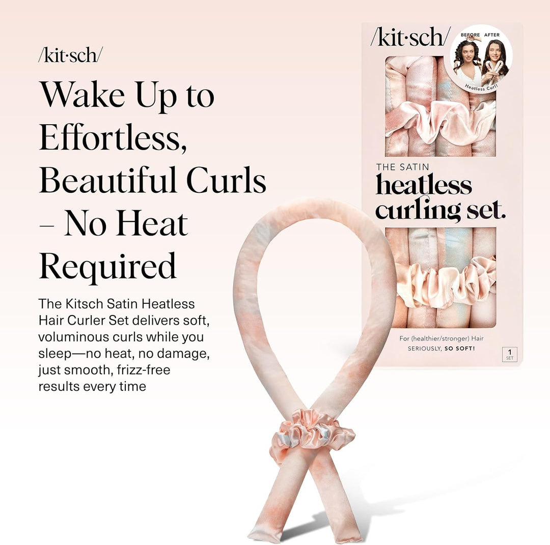 Kitsch Satin Heatless Curling Set - Heatless Lockenwickler Stirnband für Kurzes & Langes Haar Locken