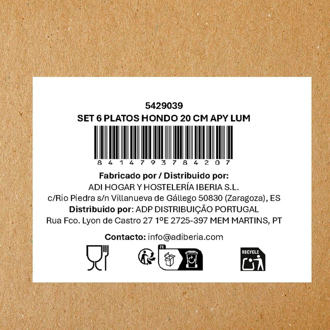Luminarc Set mit 6 Suppentellern Apy aus Opalglas, 20 cm