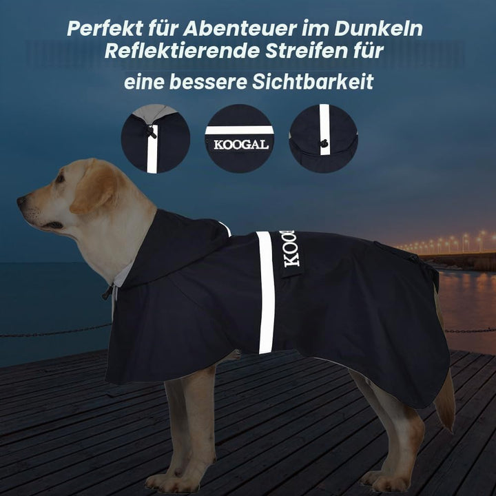 Grosse Hunde Regenjacken Mit Kapuze,Hunde Regenmantel,Mit Reflektierenden Sicherheitsstreifen, Wasse