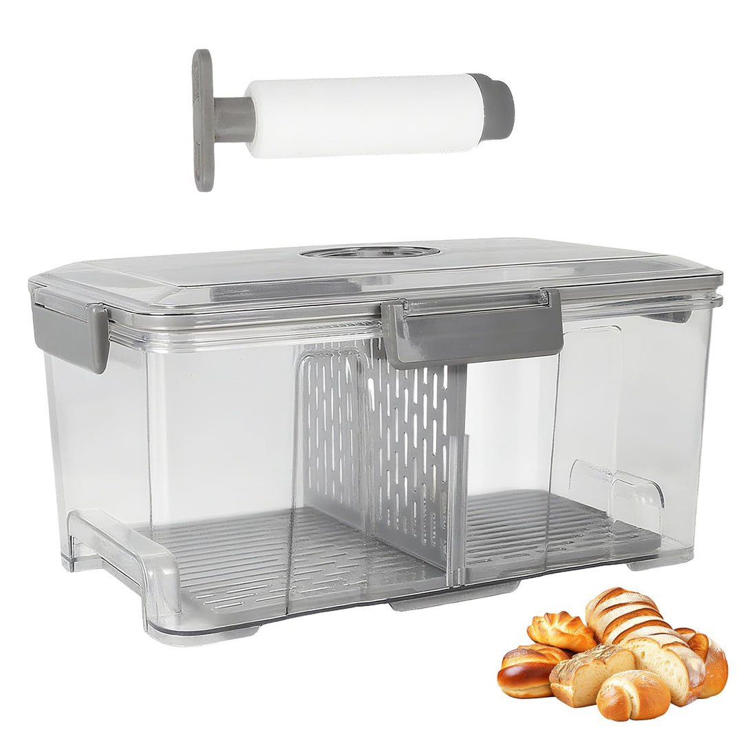 Vakuum Brotkasten gross 35cm – luftdichte Brotbox mit Pumpe & Zeitaufzeichnung | Frischhaltedose für