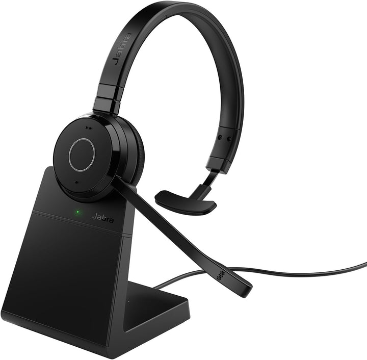 Jabra Evolve 65 TE Link UC Mono Stand Wireless Kopfhörer, Mono Dritte Ausgabe USB-A-Dongle + Ladesta