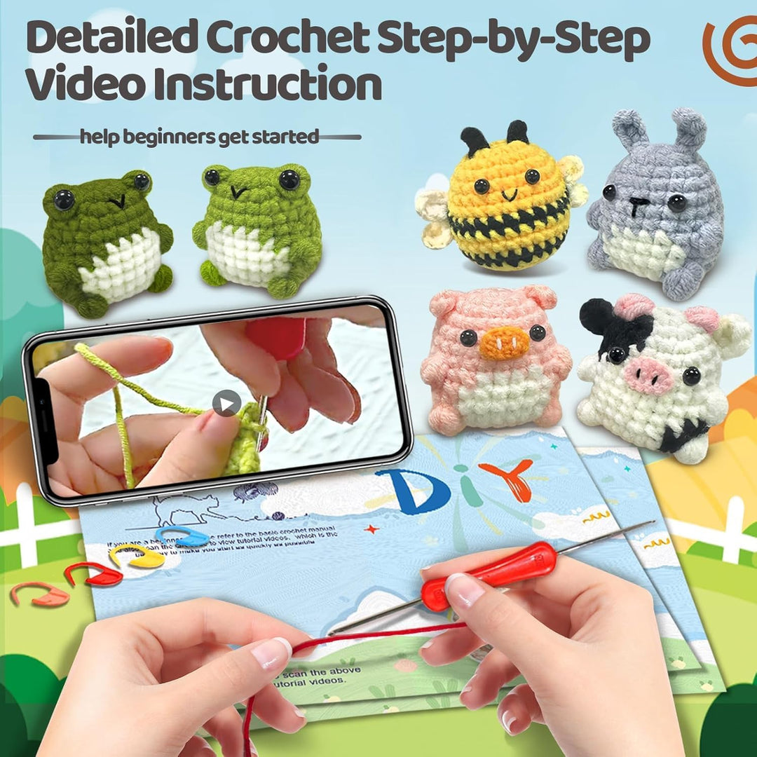 YAMAXIN Häkelset für Anfänger, Häkelgarn Zubehör Starter Set mit Schritt-für-Schritt-Video-Tutorials