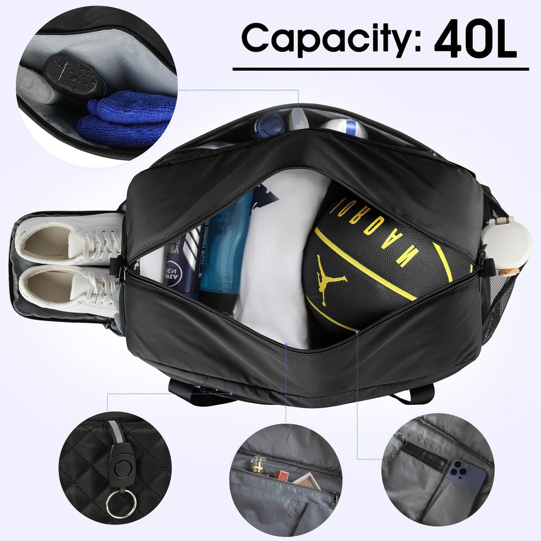 Lubardy Sporttasche Damen 40L Gross Reisetasche Damen Weekender Schwimmtasche Trainingstasche mit Sc