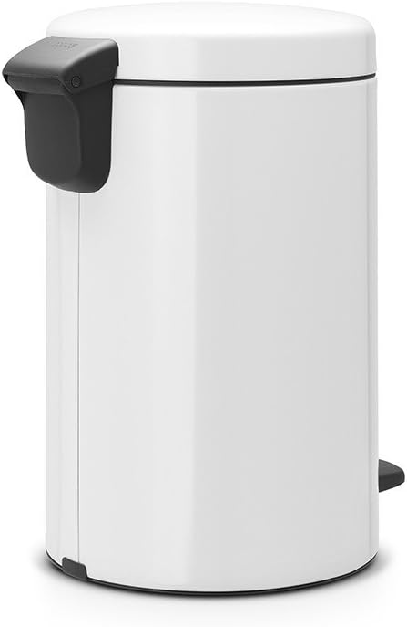 Brabantia 111969 Treteimer mit Inneneimer aus Kunststoff, stahl, weiss, 12 Liter Weiss 12, Weiss, 12