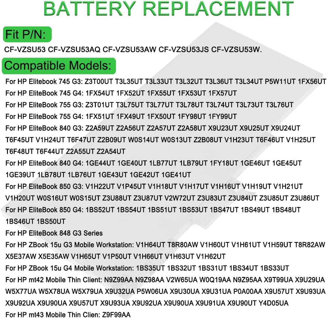 XITAIAN 11.4V 46Wh CS03XL Ersatz Laptop Akku für HP EliteBook 745 755 850 G3 840 G2 15U G3 800513-00