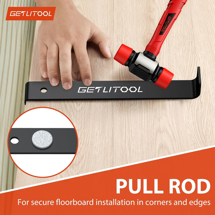 GETLITOOL Laminat Verlegeset, 64tlg Bodenleger Werkzeug mit Zugeisen, Schlagklotz mit Griff, 60x Abs
