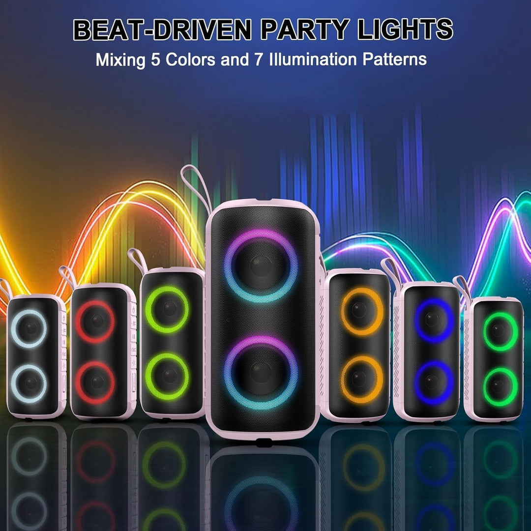Hupoaf Bluetooth Lautsprecher mit Licht, Neues Musikbox Tragbarer Bluetooth Box mit 52mm Durchmesser