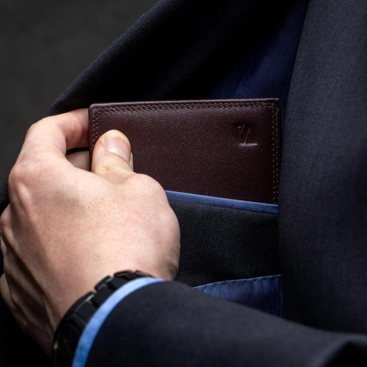 SERASAR | Leder Geldbeutel Männer mit RFID Schutz | Braunes Nappaleder | 12 Kartenfächer | Exklusive