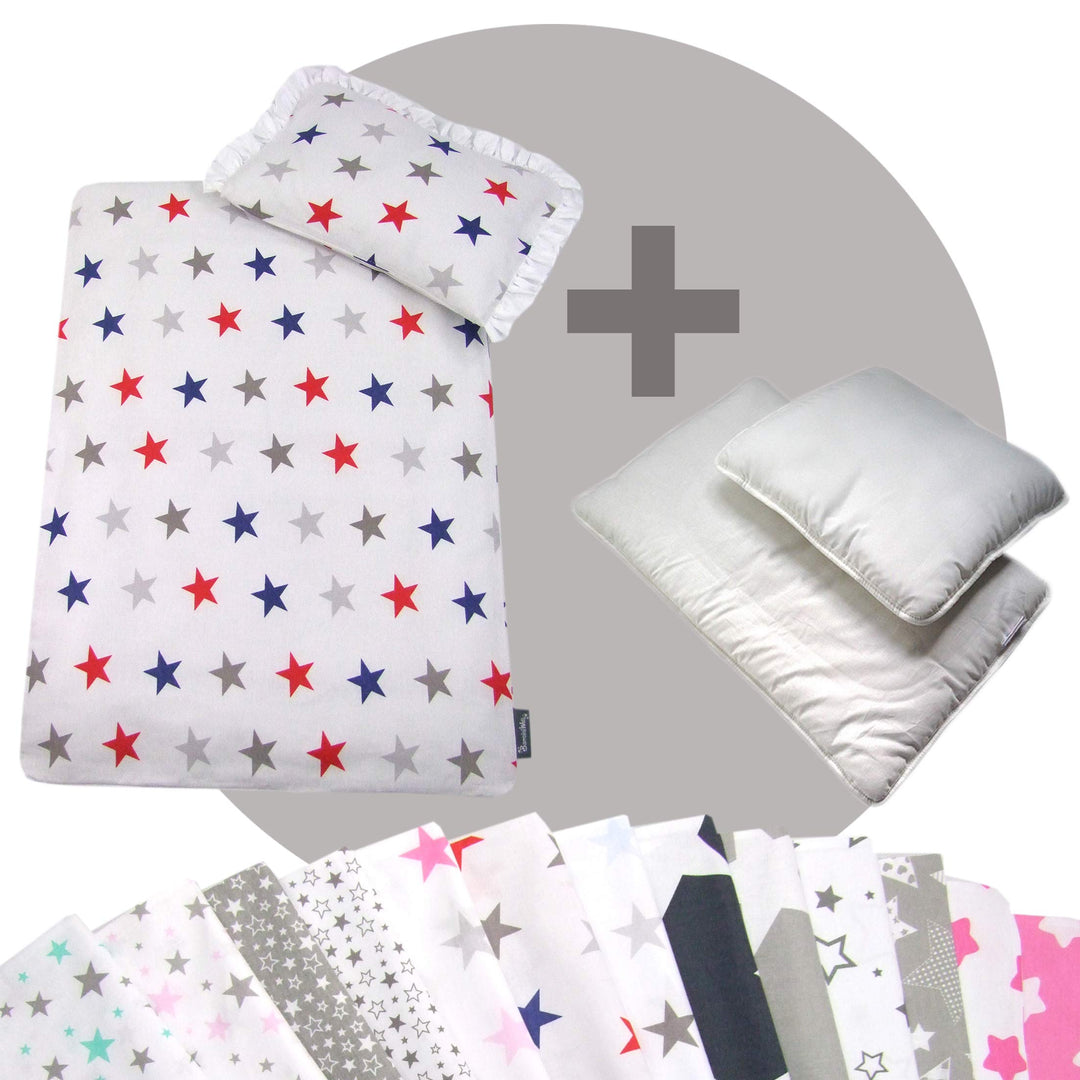 Rawstyle 4 TLG. Set Bezug (Stars) für Kinderwagen Bettwäsche Decke + Kissen + Füllung (Design 11), D