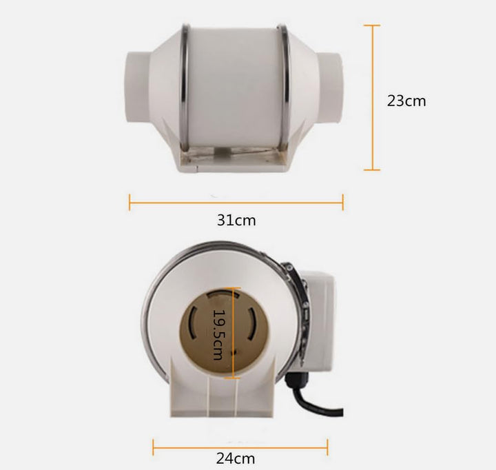 Inline Rohrventilator 100mm/150mm/200mm - 220m³/h Reinkupfermotor Abluftventilator Kanalventilator L