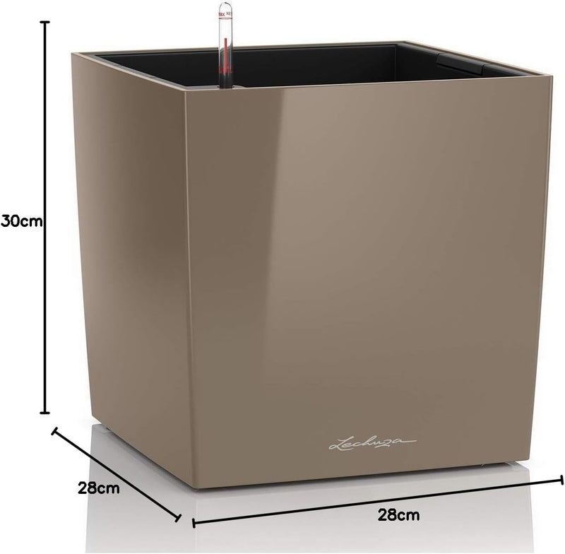 LECHUZA CUBE Premium 30 taupe hochglanz 16465 29.5x29.5x30 cm Taupe Hochglanz, 29.5x29.5x30 cm Taupe