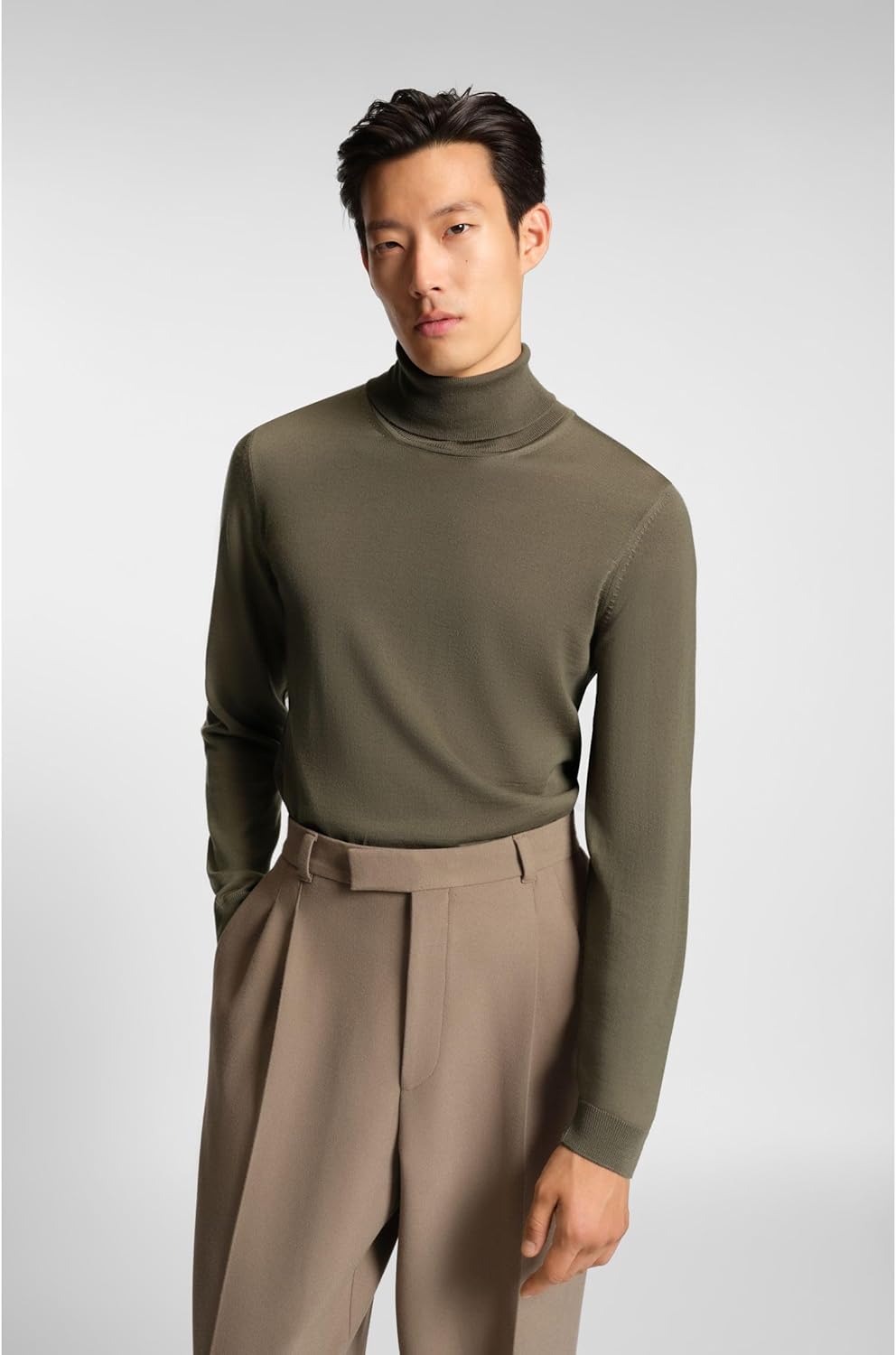 BOSS Herren Musso-P Regular-Fit Rollkragenpullover aus Merinowolle S Braun245, S Braun245
