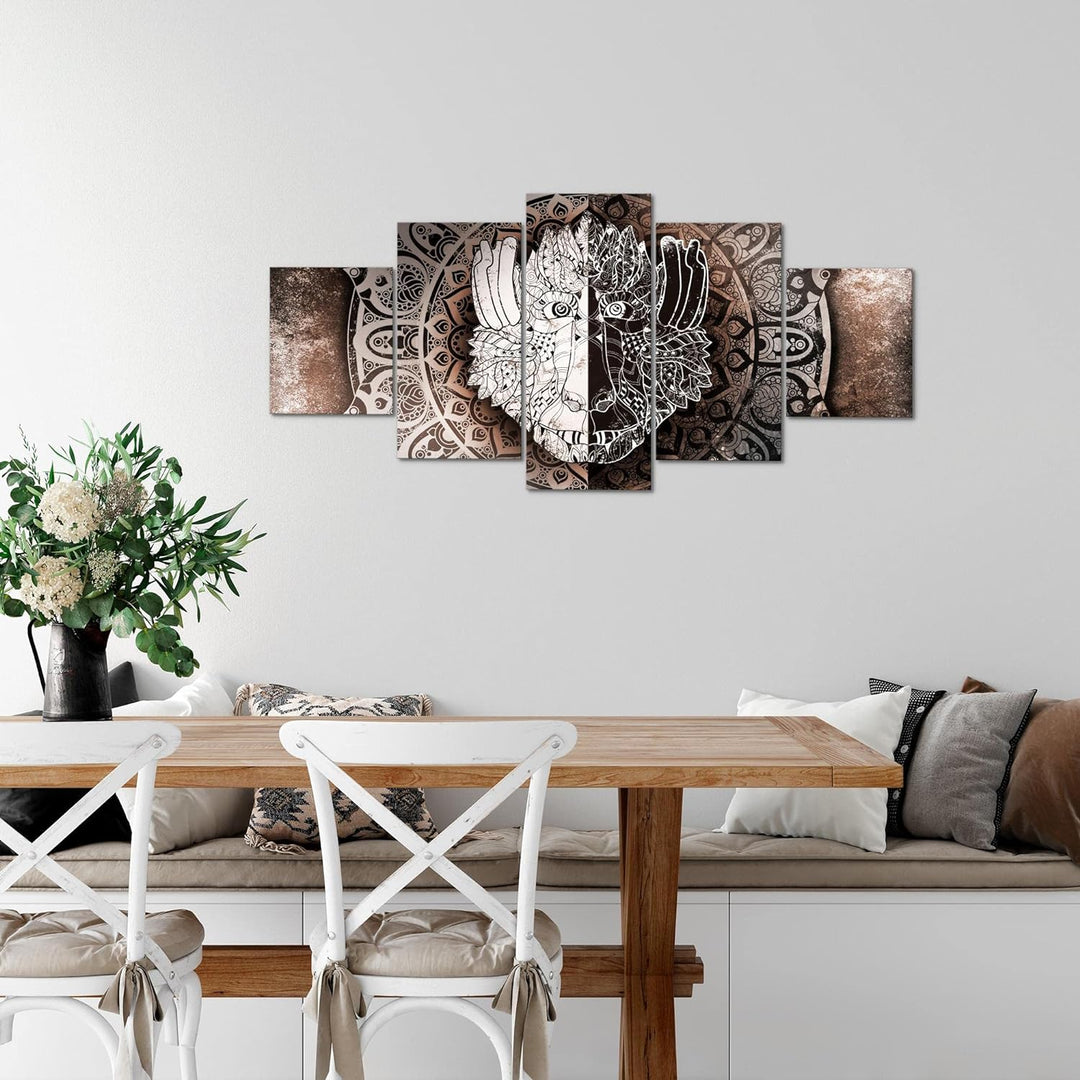 Runa Art Wandbilder Mandala Abstrakt 5 Teilig Bild auf Vlies Leinwand Deko Wohnzimmer Schlafzimmer K