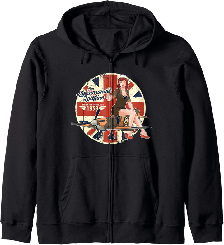 Supermarine Spitfire RAF WWII Flugzeug Pinup Kapuzenjacke