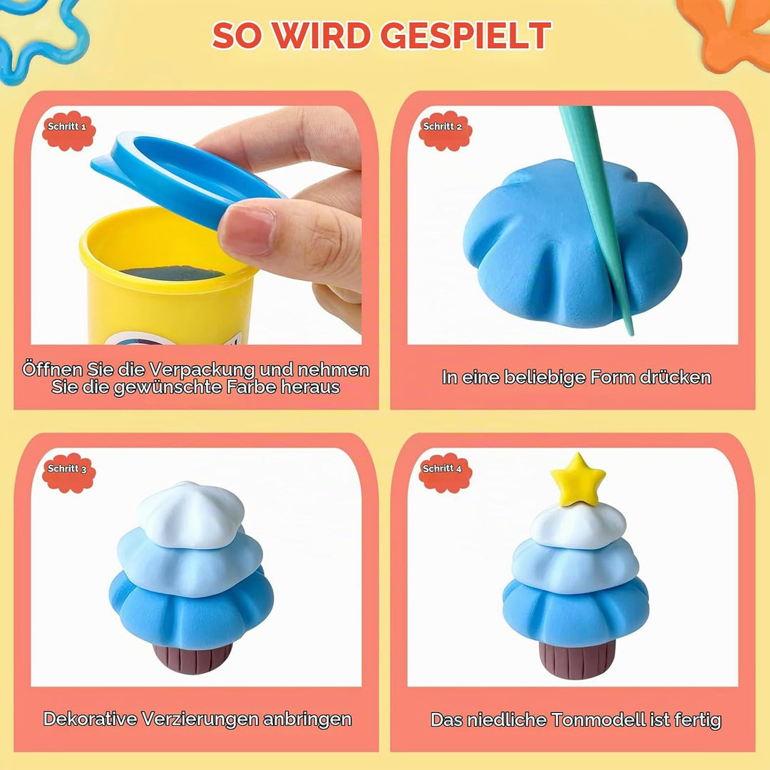 Knete Set für Kinder, 24er Set Knetmasse für Fantasievolles und Kreatives Spielen, 24 Farben Knete m