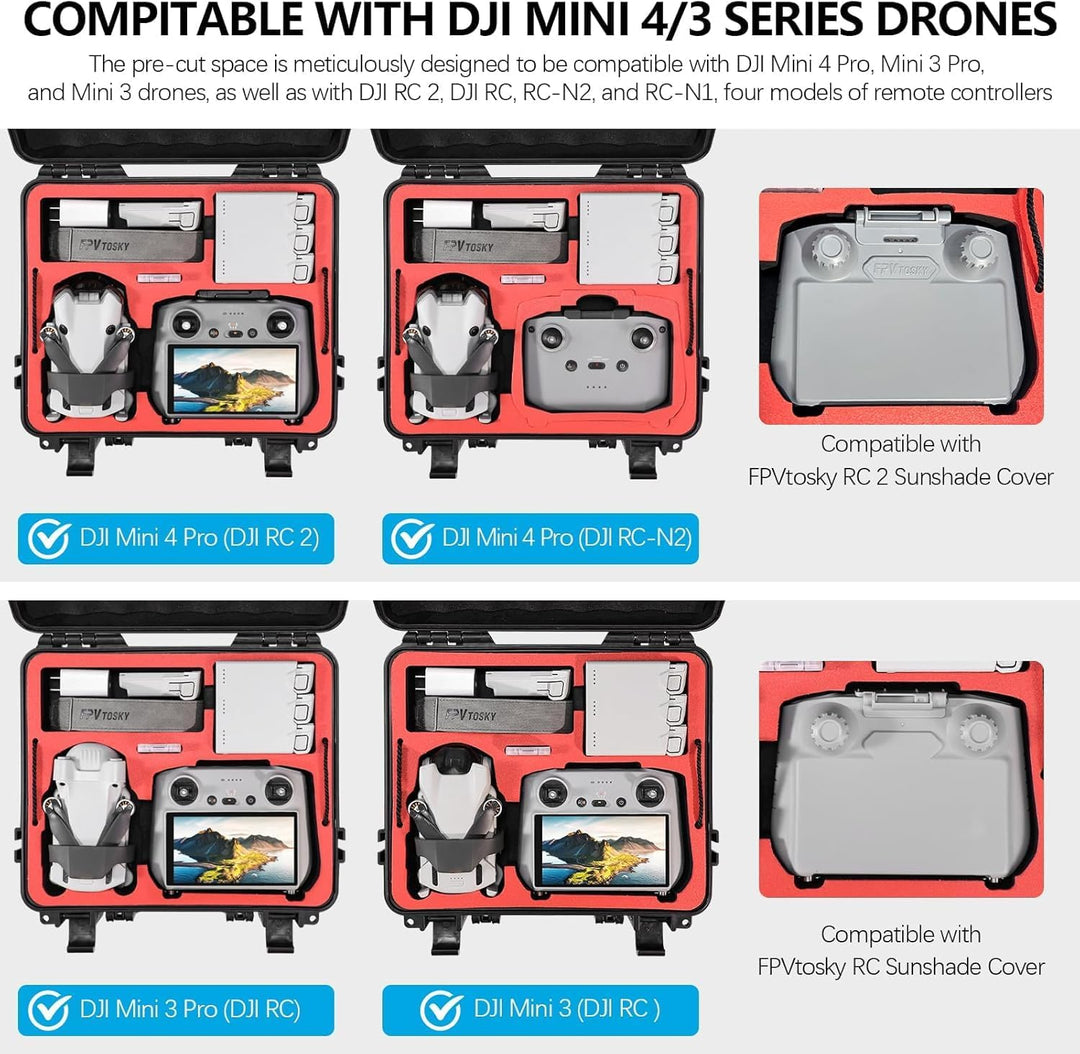 FPVtosky Drohne Koffer für DJI Mini 4 Pro I Kompakt I Zweilagig I Wasserdicht - Tragekoffer für DJI