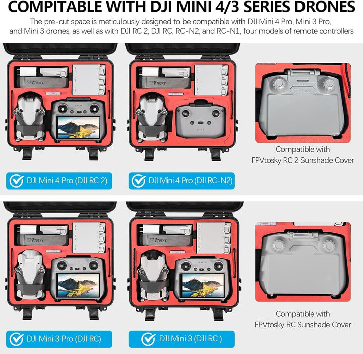 FPVtosky Drohne Koffer für DJI Mini 4 Pro I Kompakt I Zweilagig I Wasserdicht - Tragekoffer für DJI