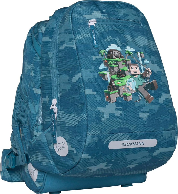 BECKMANN, Schulrucksack-Set Active Air FLX, 6-teilig, Grundschule, inkl. Regenüberzug, 22L Jungle Ga