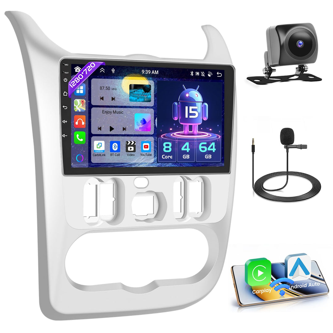 Hikity Autoradio für Renault Logan 1 Sandero 2009-2015 Largus Dacia Duster | 9" 4+64G Android 15 Rad
