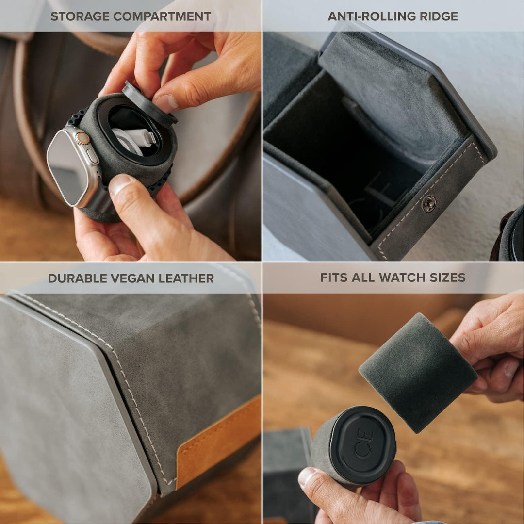 CASE ELEGANCE Schutzhülle für Uhrenrollen mit 1 Schlitz, Premium-Uhren-Organizer, mit veganem Leder,