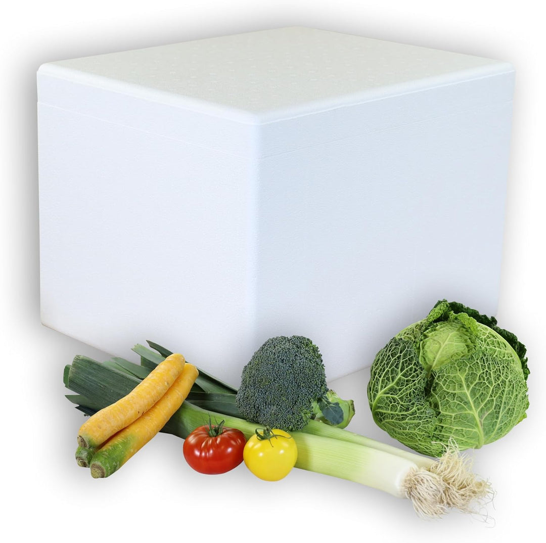 2 Thermoboxen Styropor 19,7 Liter mit Deckel - Kühlbox Styropor - Wiederverwendbarer Isolierbehälter