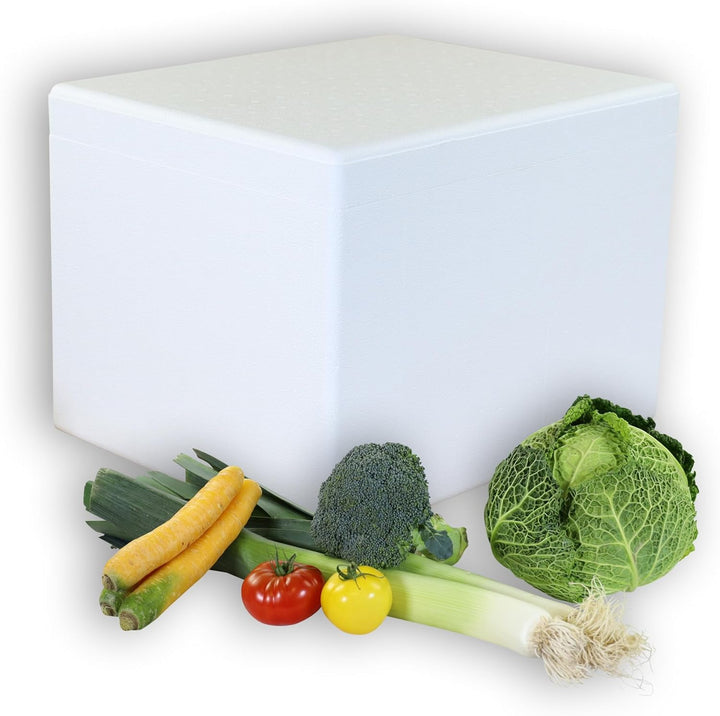 2 Thermoboxen Styropor 19,7 Liter mit Deckel - Kühlbox Styropor - Wiederverwendbarer Isolierbehälter