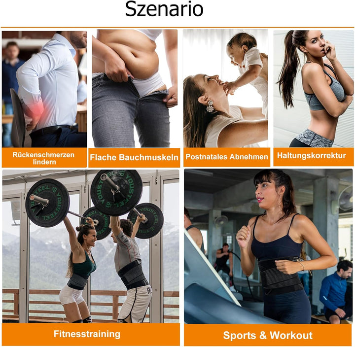 Waist Trainer Damen Herren zum abnehmen, Bauchweggurtel Schwitzgurtel, Bauch Sport Gürtel, Rückenstü
