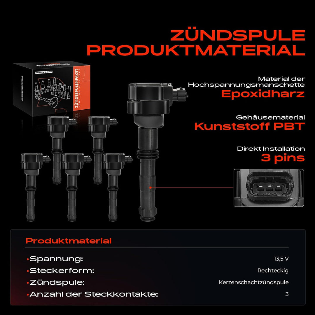 6x Zündspule für 911/911 Cabriolet/911 Targa 996 997 B-o-x-s-t-e-r 986 987 C-a-y-m-a-n 987 1996-2012