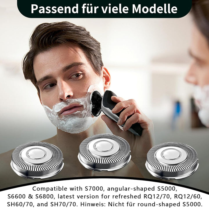 3 Stück SH71/52 Ersatzscherkopf Compatible with Series 7000 Rasierer Ersatzköpfe mit Reinigungsbürst