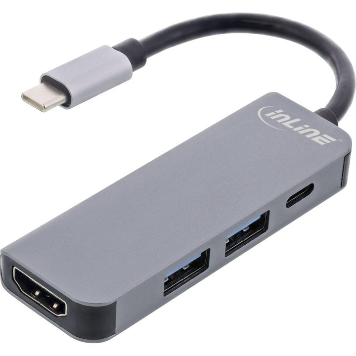 InLine® Multifunktions-Hub USB 3.2 Gen.1, 2X USB-A 5Gb/s + HDMI 4K/30Hz + USB Typ-C PD 87W, Aluminiu