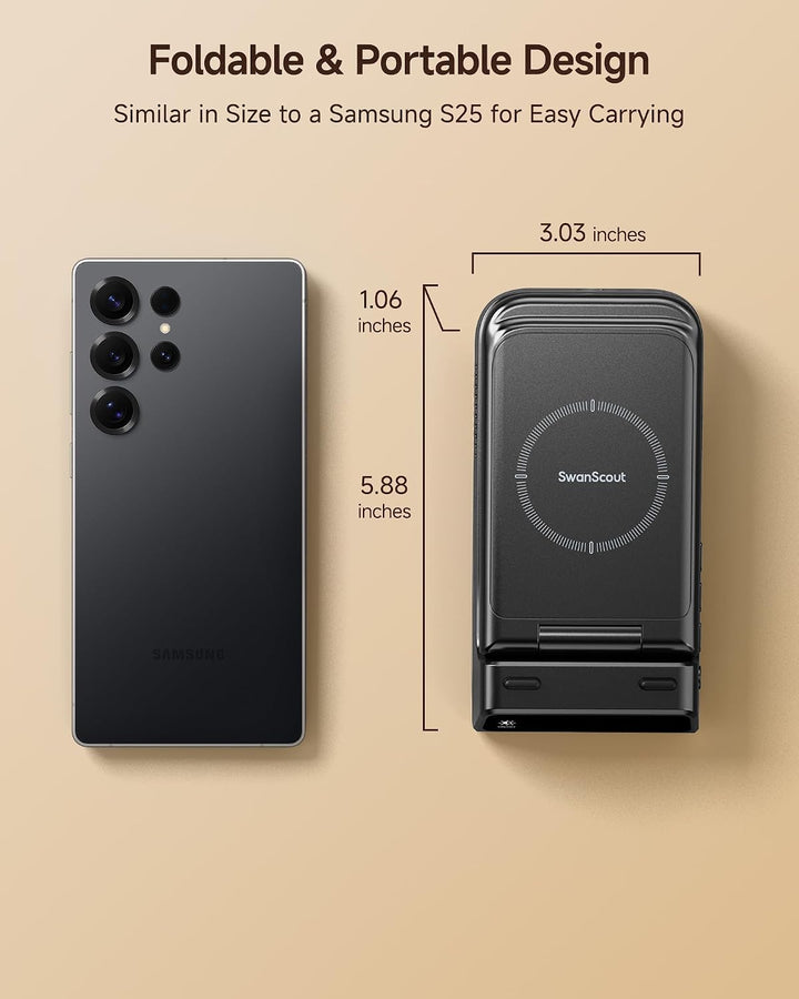 SwanScout Induktive Ladestation für Samsung, Kabelloses Ladegerät für Samsung Galaxy S24 Ultra, 3 in