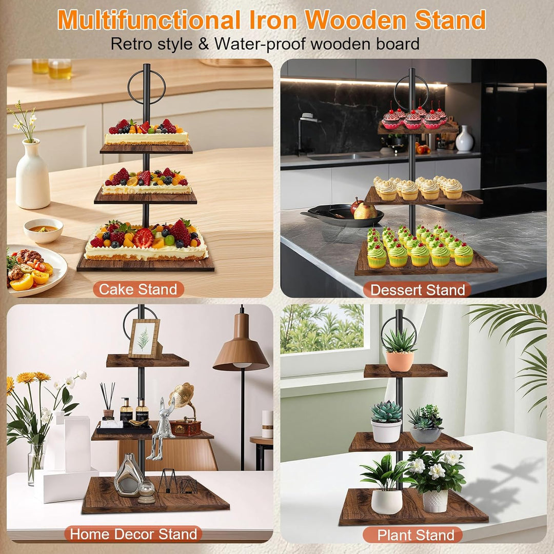 Kuchen und Cupcake Ständer aus Holz, Etagere für Desserts, Donuts, Kekse, Macarons, Obst, Hochzeit G