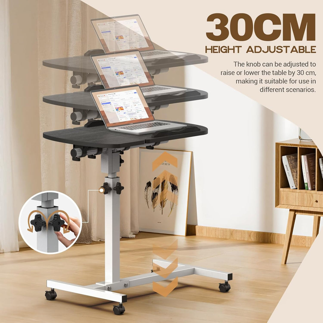 Soontrans Betttisch auf Rollen, 60×40cm, Laptoptisch Höhenverstellbar, Beistelltisch Bett mit Mehrer
