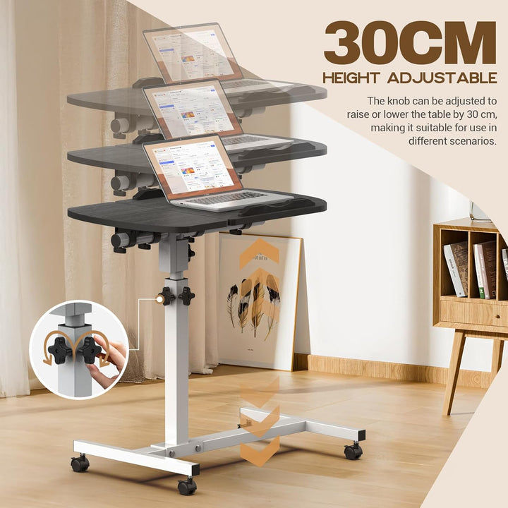 Soontrans Betttisch auf Rollen, 60×40cm, Laptoptisch Höhenverstellbar, Beistelltisch Bett mit Mehrer