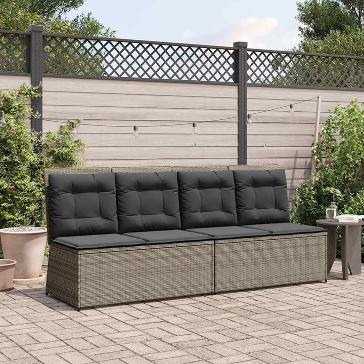 Homgoday Gartenliegebank mit Verstellbarer Rückenlehne - Poly-Rattan, Grau, 108 cm Sitzbreite, für E