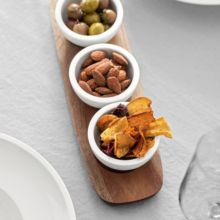 Villeroy & Boch – Artesano Schalenset 4 teilig Weiss, Dipschälchen Set mit Schälchen und Servierplat