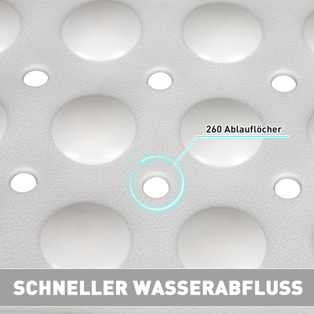 Gross Duschmatte rutschfest 60x90cm: Weich TPE Duscheinlage mit Ablauflöchern und Saugnäpfen - Antir