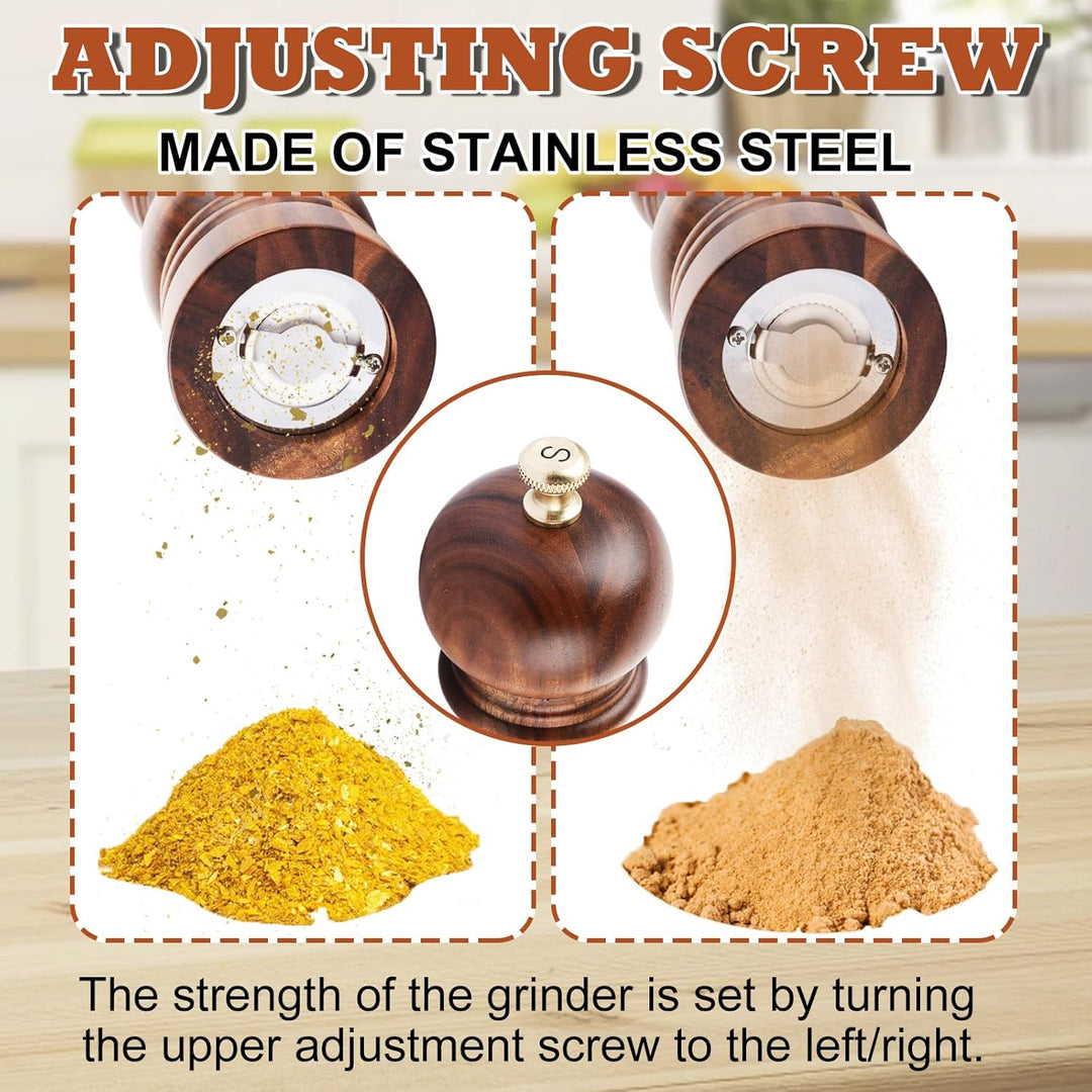 DAJAVE 3er Salz und Pfeffermühle Holz Set 20cm Pfeffermühle Holz Gross Keramikmahlwerk Gewürzmühle S