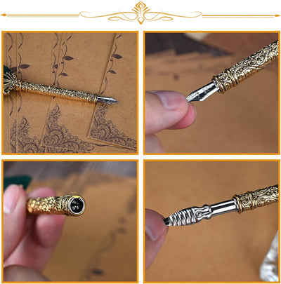 Cieex Schreibfeder Kalligraphie Feder, Handgemachte Dip Pen, Vintage Federkiel Dip Quill Pen Writing