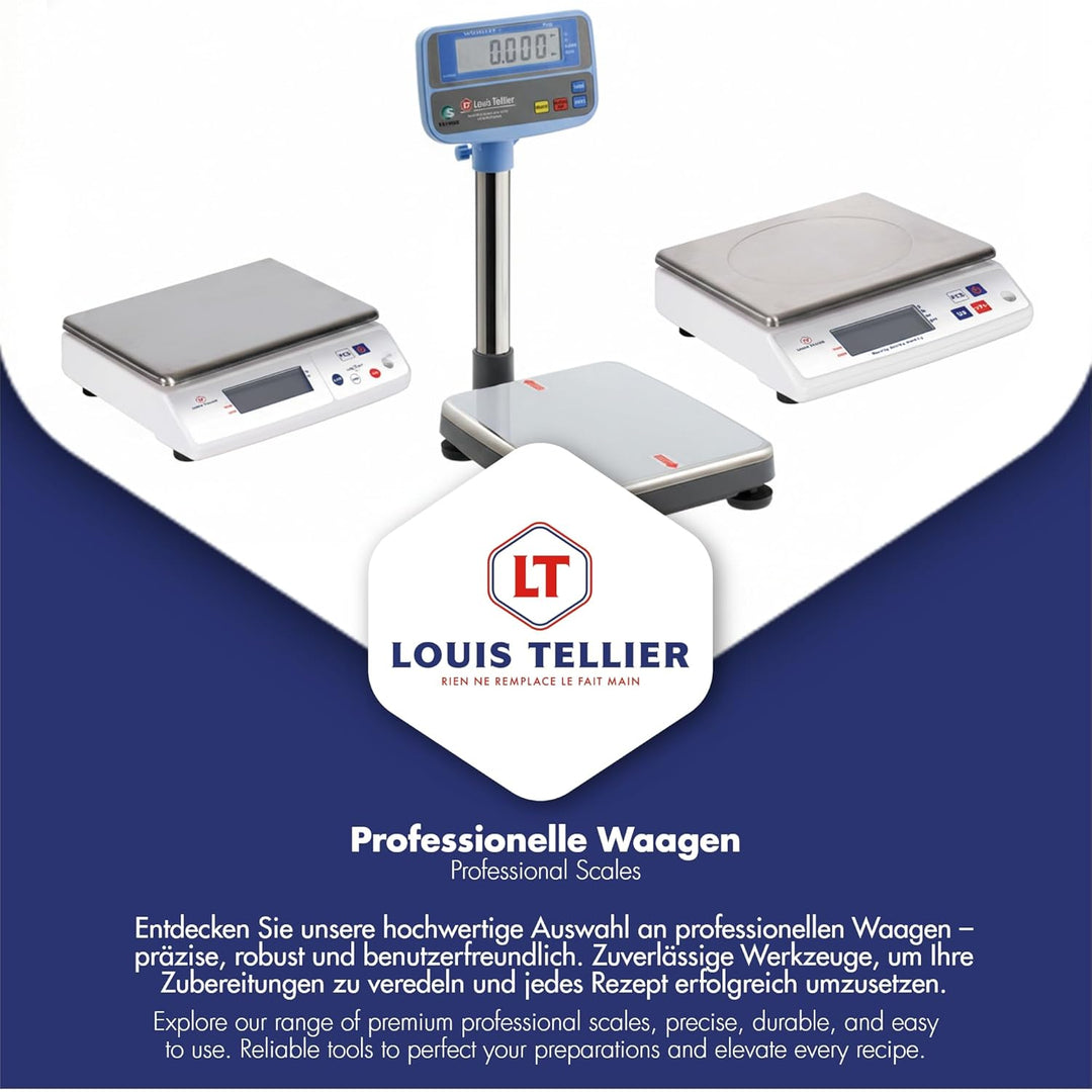 LOUIS TELLIER | Professionelle Elektronische Waage | 30 kg | IP53 | Genauigkeit 2 g | Abnehmbare Waa