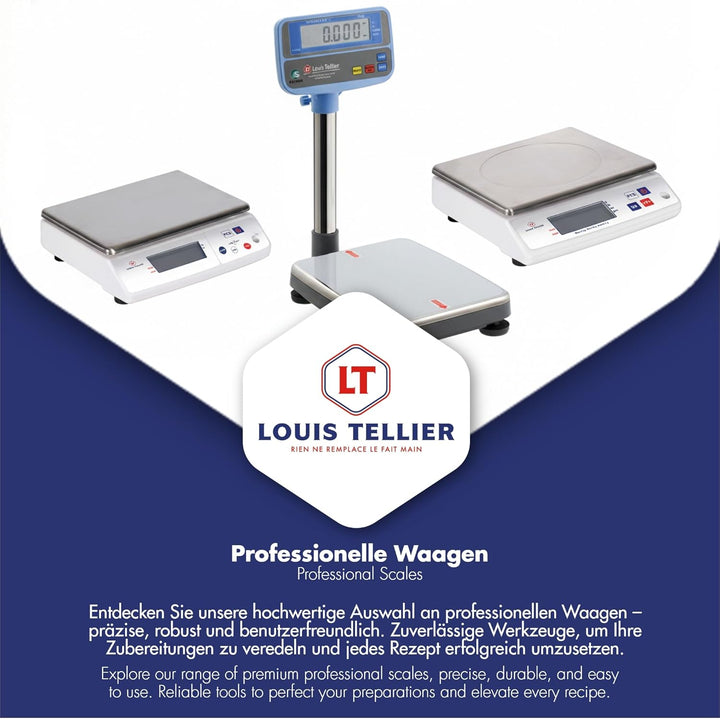 LOUIS TELLIER | Professionelle Elektronische Waage | 30 kg | IP53 | Genauigkeit 2 g | Abnehmbare Waa