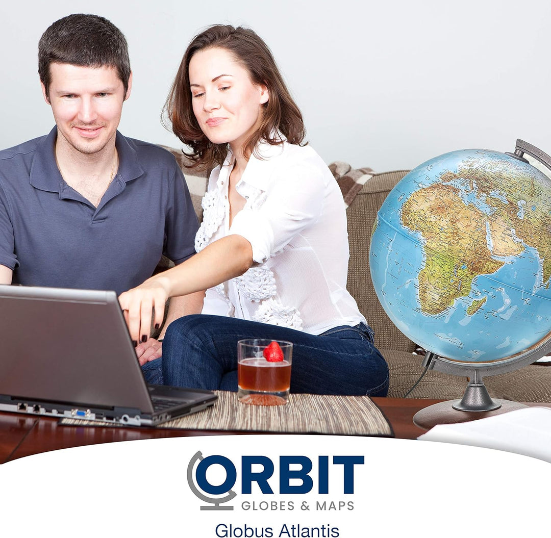 ORBIT Globes & Maps - Leuchtglobus - 30cm Globus mit Holzfuss, Kartenbild 2023 physikalisch / politi