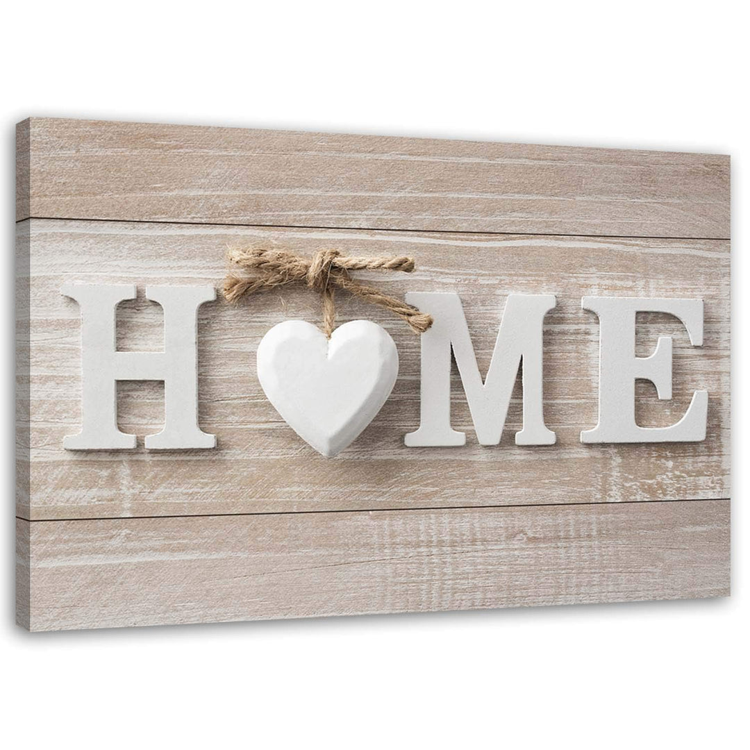 Feeby Bilder Home Herz XXL 90x60 cm 1 Teilig Wandbilder Leinwandbilder Bild auf Leinwand Wanddeko Ku