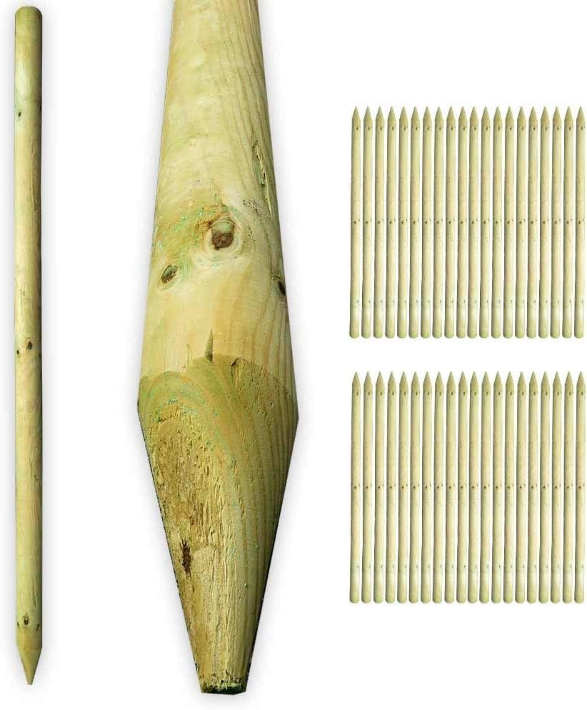 Gartenwelt Riegelsberger Pfahl Ø 4,6 cm Länge 150 cm 5 Stück Holzpfahl Kiefer imprägniert Kiefernhol