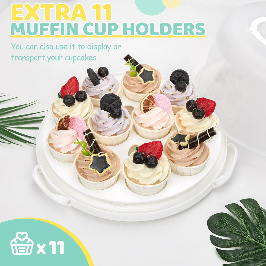 Ohuhu Kuchen Transportbox, Torten Transportbox mit Deckeln und Tragegriff, Tragbarer Tortentransport