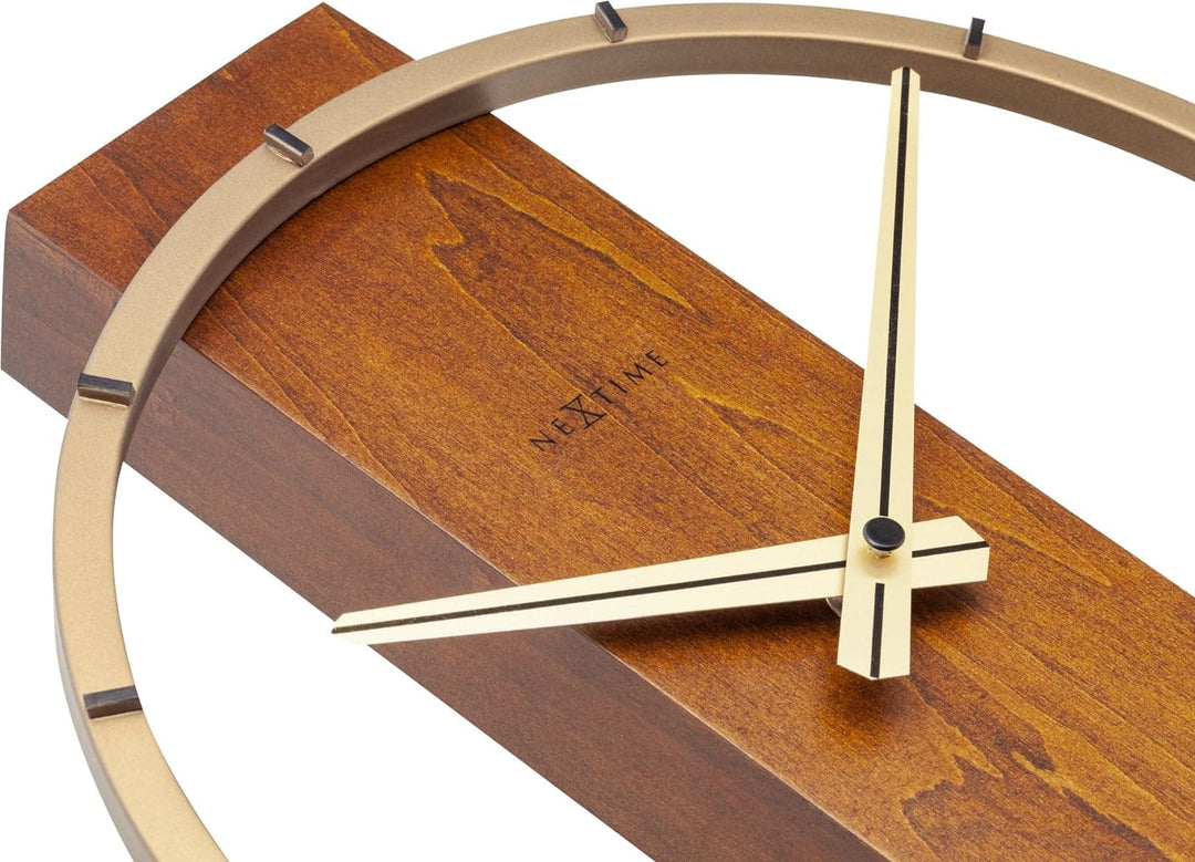 Carl Table / Wall clock - 34 x 27 cm - Wood/Steel - Brown - 'Carl Small'