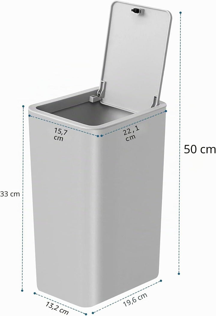 TIPGO Badezimmer-Mülleimer mit Deckel, 10 Liter, schlanker Mülleimer, kleiner Mülleimer, Abfallkorb