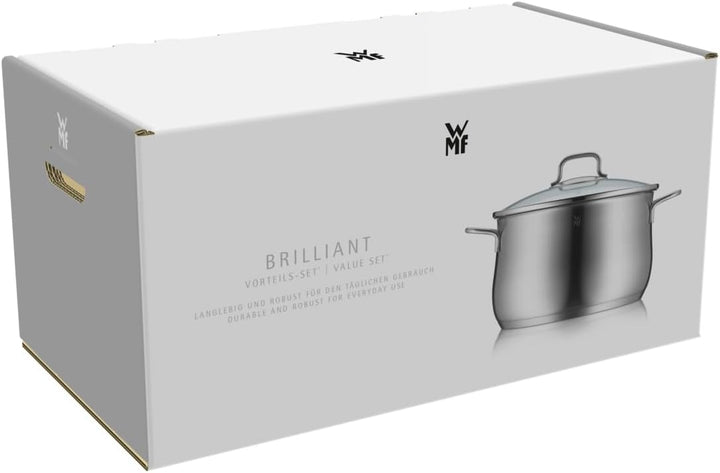 WMF Quality One Topfset Induktion 4-teilig, Kochtopf Set mit Glasdeckel, Cromargan Edelstahl poliert