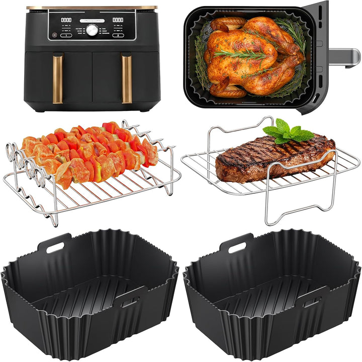 Ninja AF400EU Silikonform & Grillrost | HONYAO 8 Stück Airfryer Silikonform & Grillrost für Ninja AF